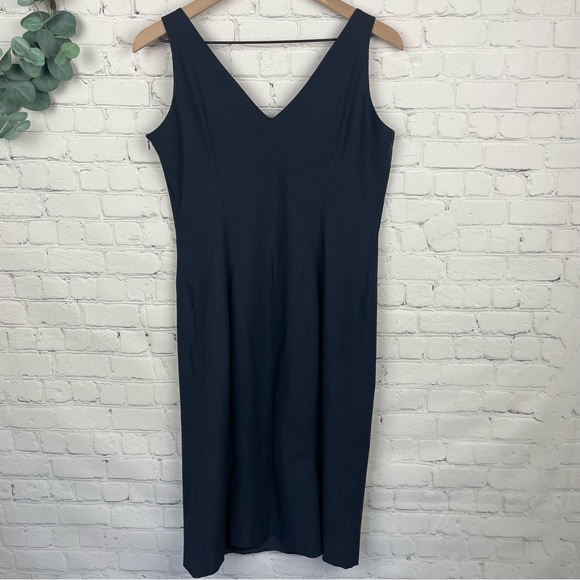 PIAZZA SEMPIONE Made in Italy Navy Blue Sleeveless Sheath Dress sz Italy 44/US 8 - Picture 2 of 7